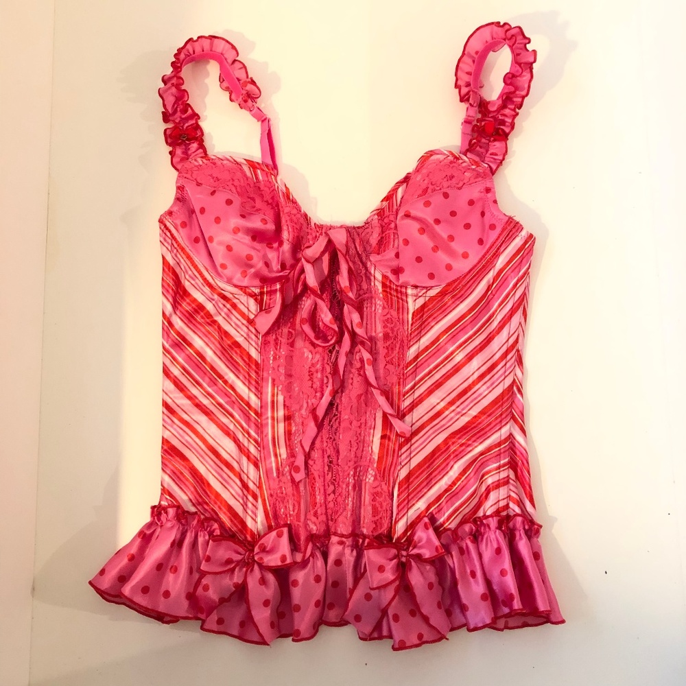 Pink Candy Stripped Bra Corset Top